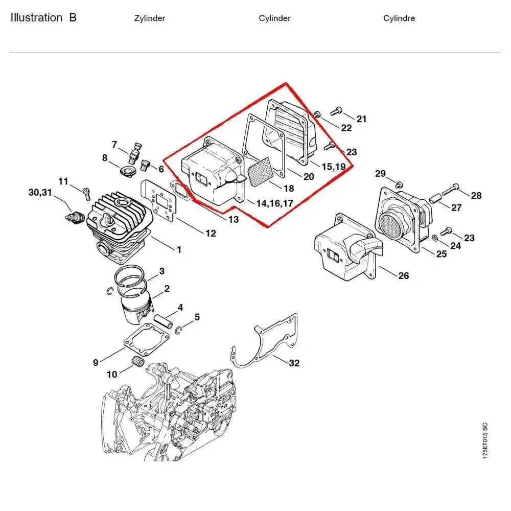 05758 ท่อไอเสีย MS440 B14,19 - GUCUT