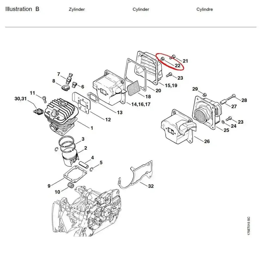 05760 สกรูยึดท่อไอเสีย (IS-M5X6) MS440 B22 (ใช้2ชิ้น) - GUCUT