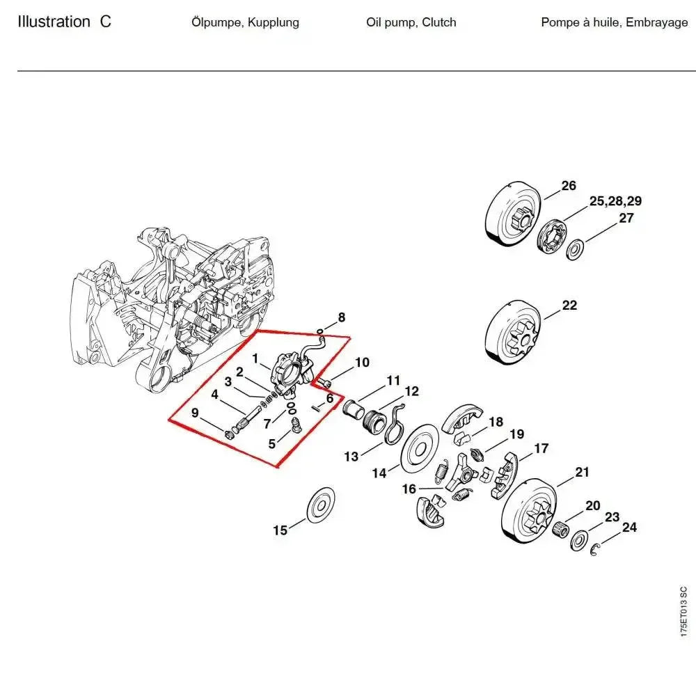 05763 ปั๊มน้ำมันเครื่อง MS440 C1 - GUCUT