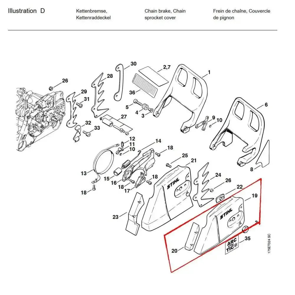 05783 ฝาครอบบาร์ MS440 D19 - GUCUT