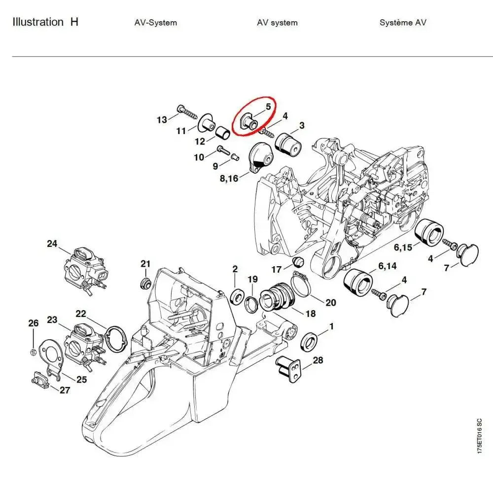 05798 ฝาปิดยางกันกระแทกหน้าซ้าย MS440 H5 - GUCUT