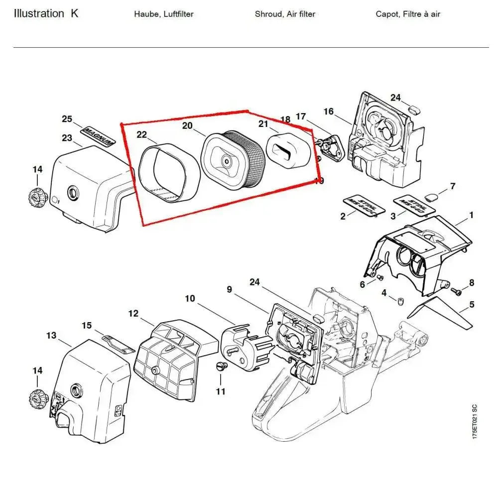 05820 กรองอากาศ MS440 K20-22 - GUCUT